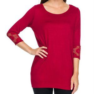 Superline Red 3/4 Sleeve Top